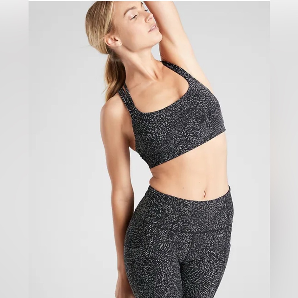 Athleta HYPER FOCUSED RAINWATER BRA Black and White Speckled